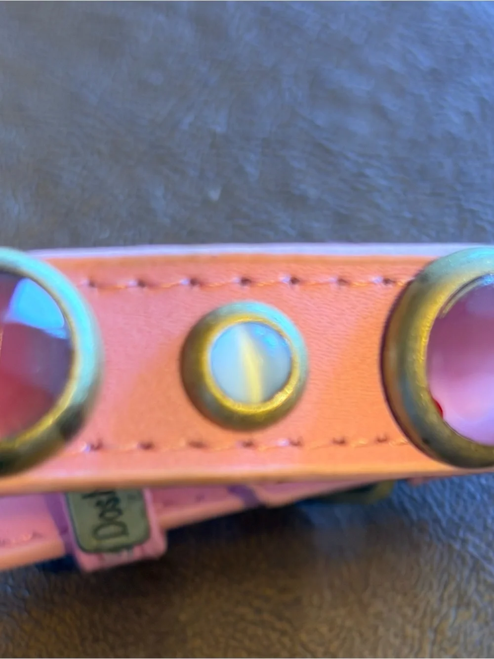 Pink Leather Gems Collar with Genuine Gemstones Crystals Jewels Brass Hardware